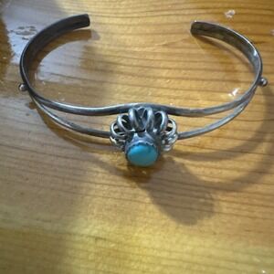 Vintage Southwestern Bracelet Cuff Sterling Silver Turquoise